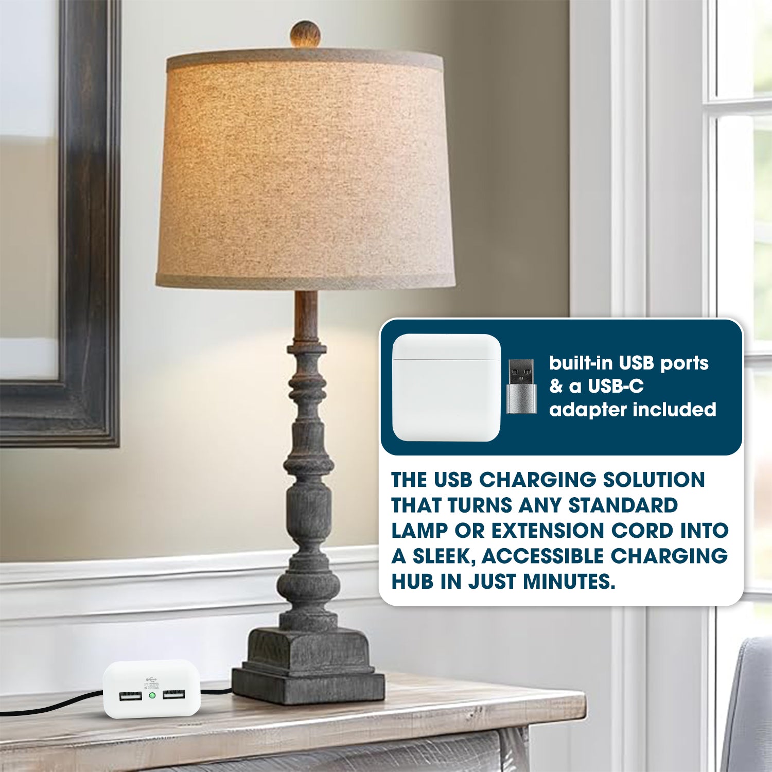 Clamp N Charge: USB Charging Station with Dual USB-A and USB-C Ports