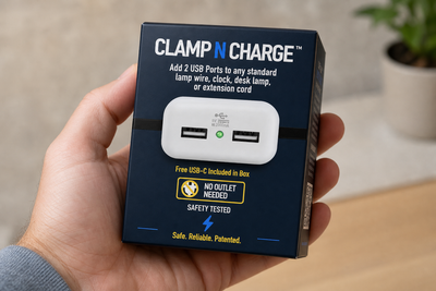 Clamp N Charge: USB Charging Station with Dual USB-A and USB-C Ports