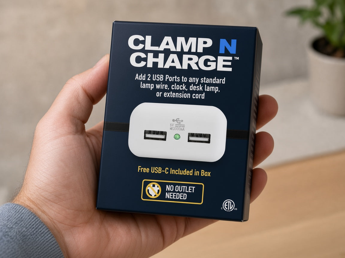 Clamp N Charge: USB Charging Station with Dual USB-A and USB-C Ports